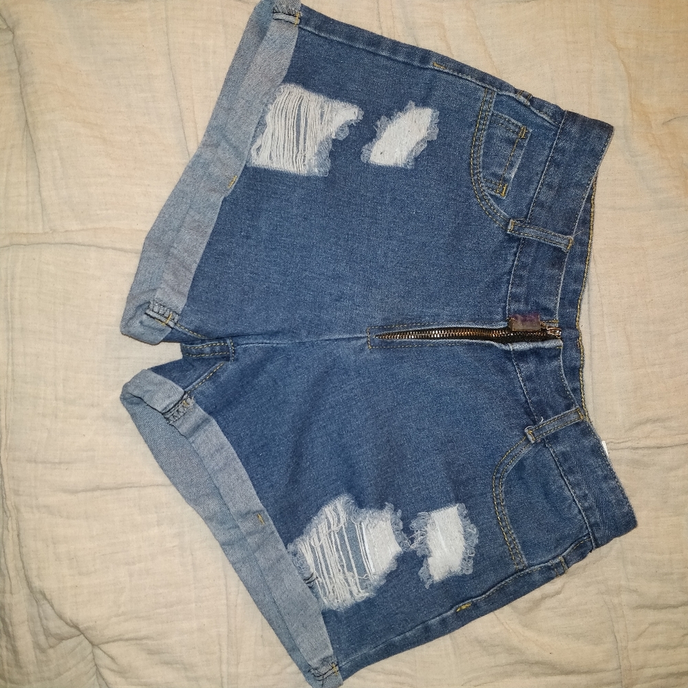 Amethyst zipper high waisted shorts